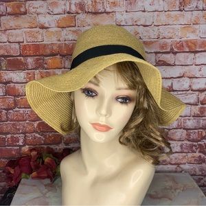 Zara Tan Floppy Woven Paper Polyester Beach Hat